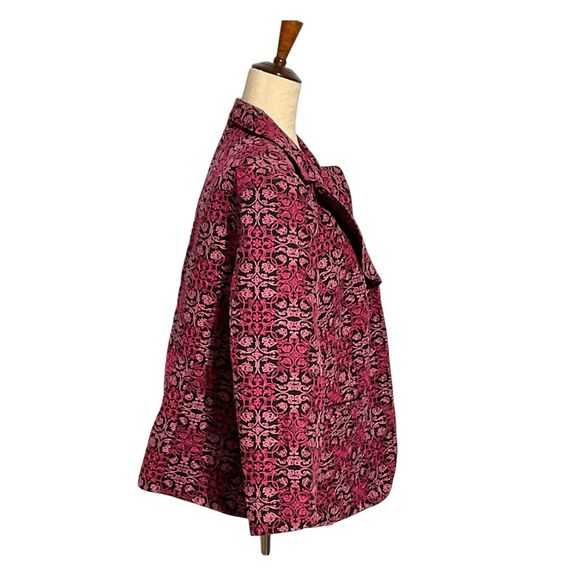 Talbots Pink Patterned Cotton Blazer - Embroidered & Hook Closure - Picture 5 of 12